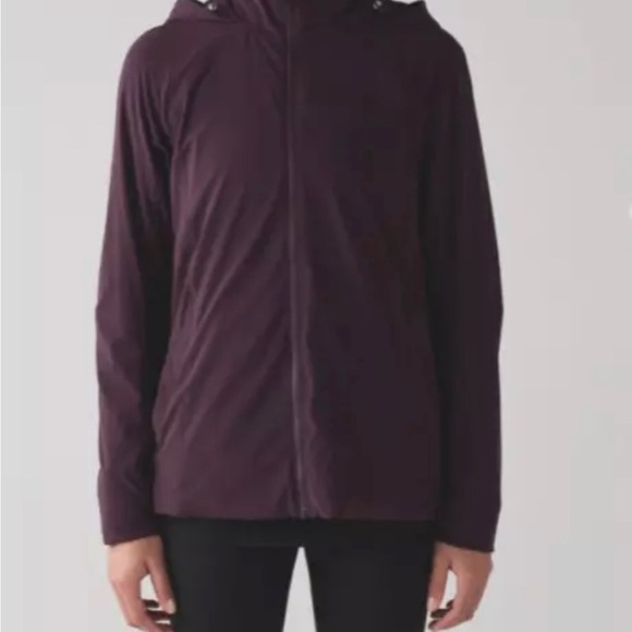 Lululemon|Step To It Hooded Full Zip Jacket Black cherry water Repellent Size 4 - Picture 2 of 13